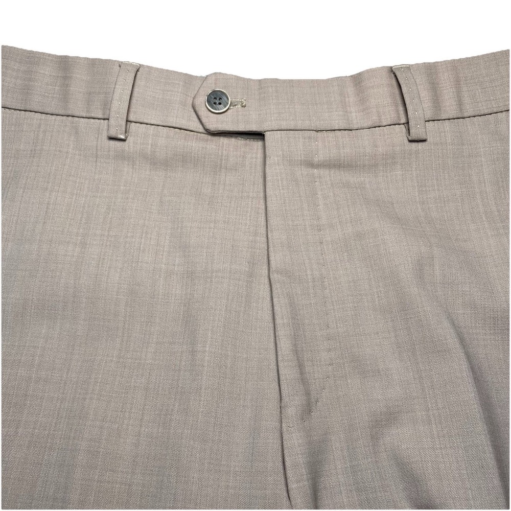 Hiltl Perfetto David So Pants 35/38 (36x30.5 Cuffed) Wool Blend Flat Front Taupe